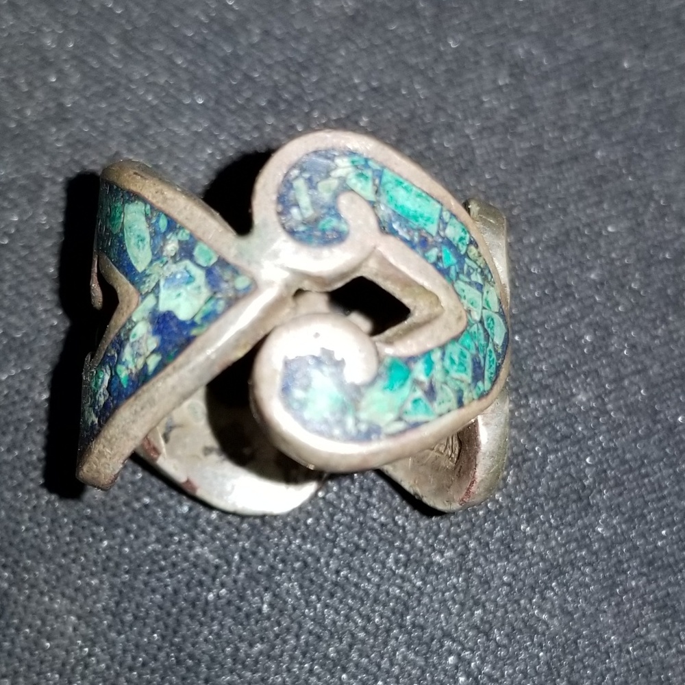Silver and turquoise ring approximately size 5